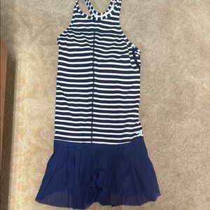 J. Crew Navy and White Striped Tank Dress with Navy Tulle Skirt